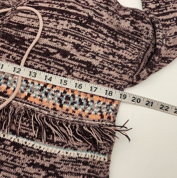 Hollister Baja Textured Fringe Pullover V-Neck Hooded L/S Sweater Size S - Picture 5 of 9